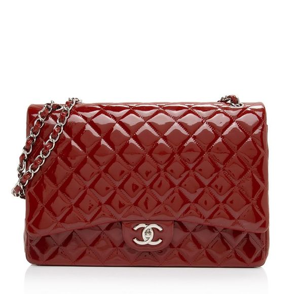 Chanel Handbags - Chanel Patent Leather Classic Maxi Double Flap Bag